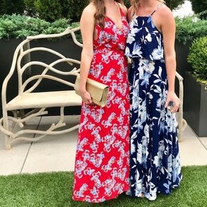 Lush red floral maxi dress